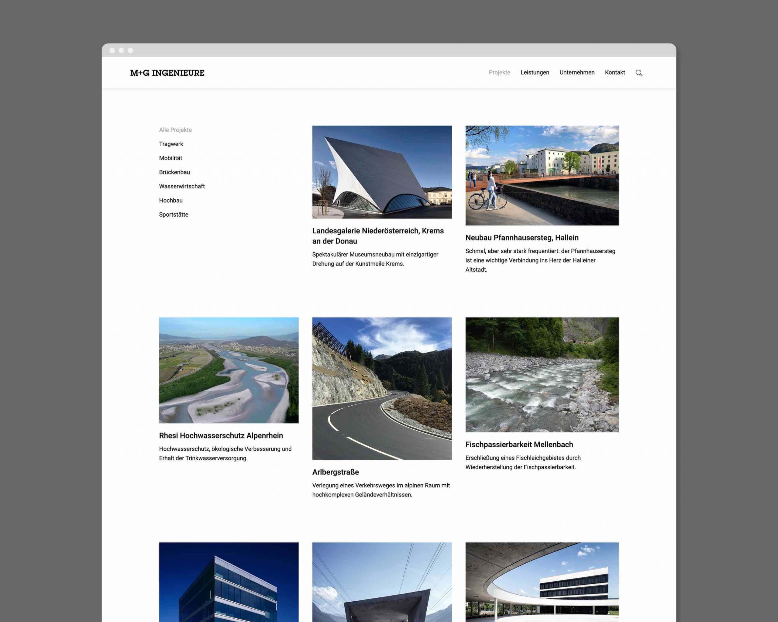 M+G Ingenieure Darstellung Homepage